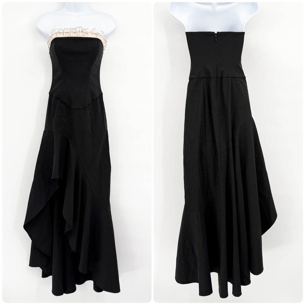 LPA Revolve Womens Giovanna Gown Black Strapless Ruffle High-Low Formal Dress XS - Picture 2 of 7